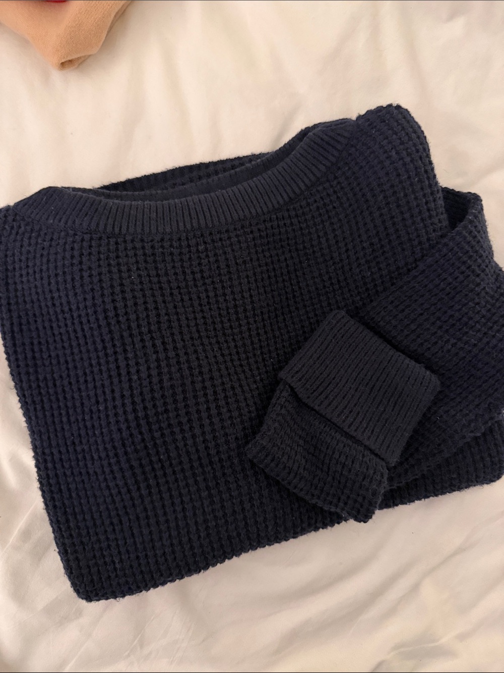 Talbots Navy Waffle Knit Crewneck Sweater